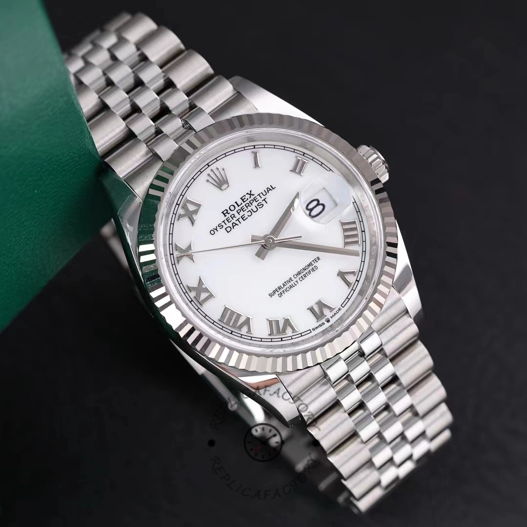 Rolex Datejust 126234 Fluted Bezel White Roman Dial 36MM Unisex Replica Watch
