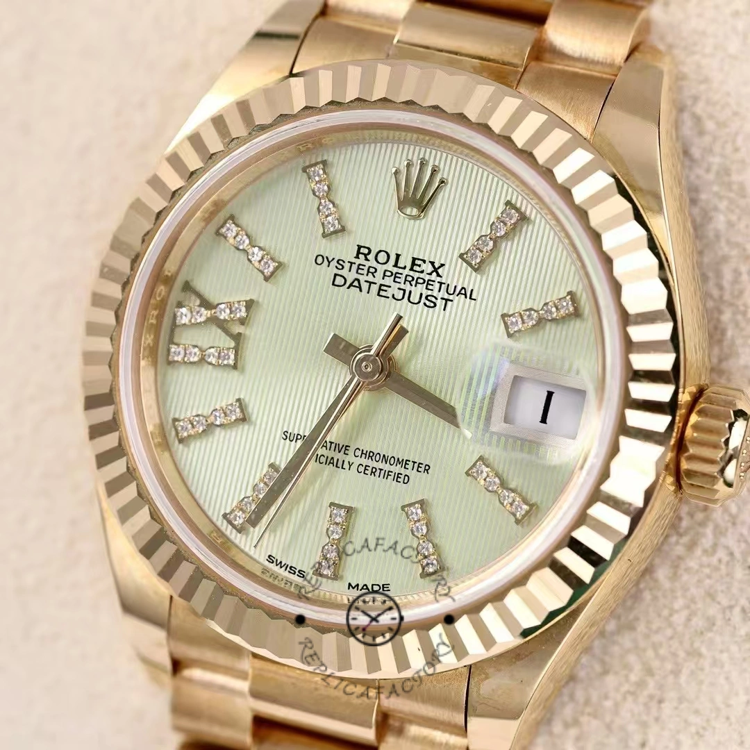 Rolex Datejust 279178 Linden Green Dial Fluted Bezel 28mm Lady Replica Watch