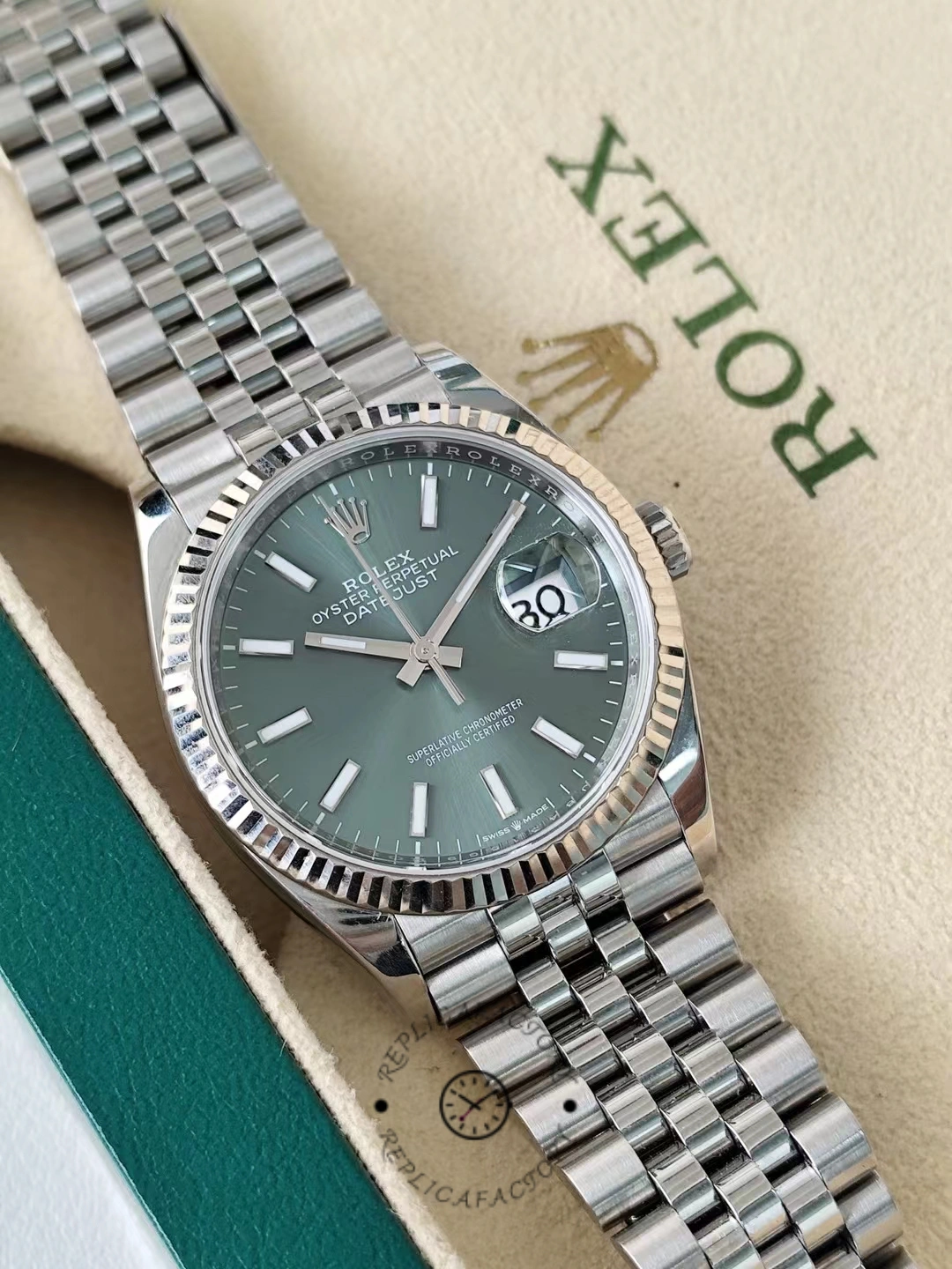 Rolex Datejust 126234 Stainless Steel Mint Green Dial 36MM Unisex Replica Watch