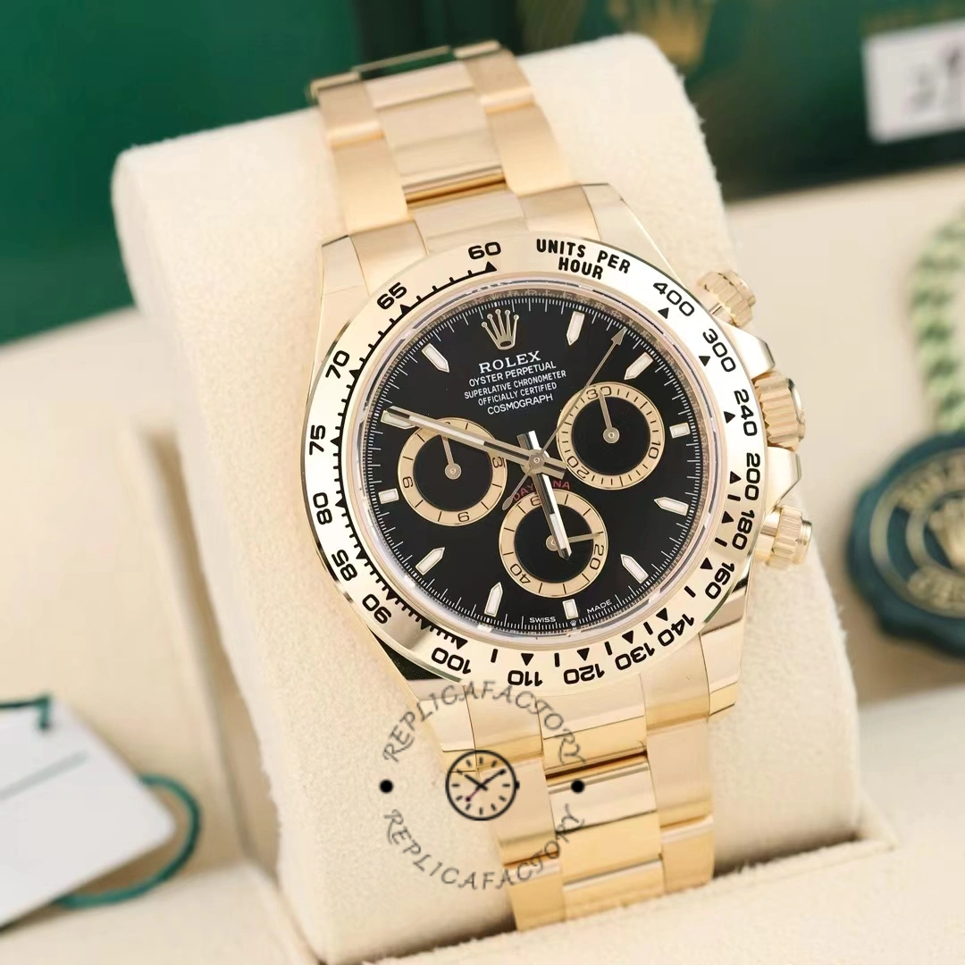 Rolex Daytona 40mm Yellow Gold Oyster Bracelet with Black Stick Dial 126508 0004