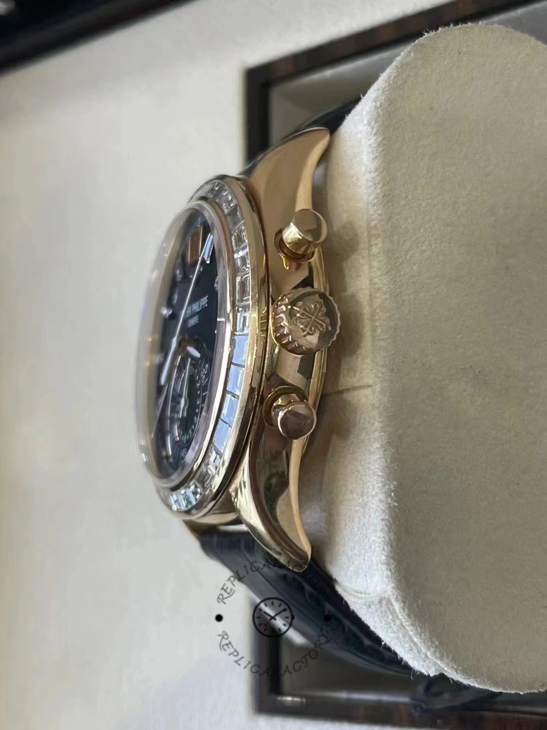 Patek Philippe Complications Annual Calendar Flyback Chrono 18k Rose Baguette Diamond 5961R-010