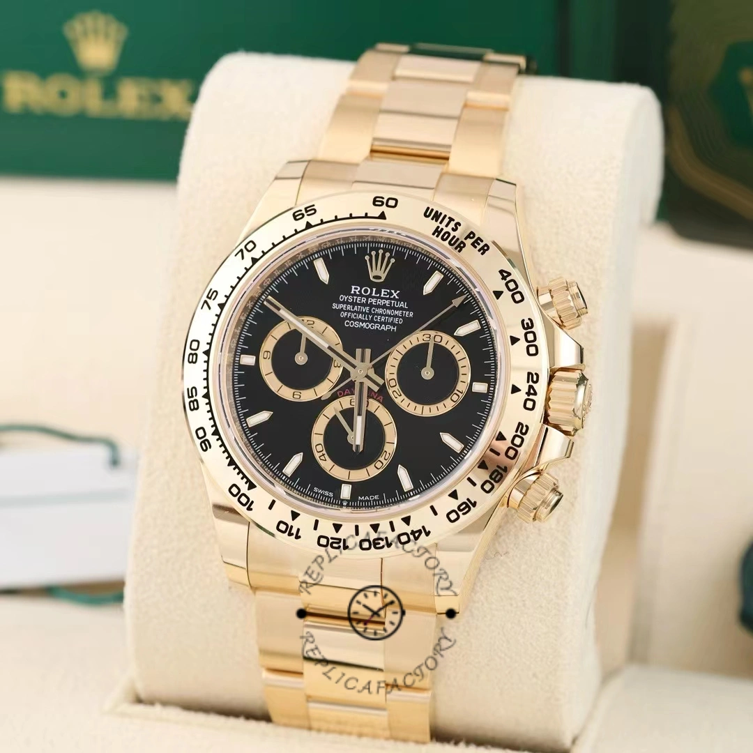 Rolex Daytona 40mm Yellow Gold Oyster Bracelet with Black Stick Dial 126508 0004