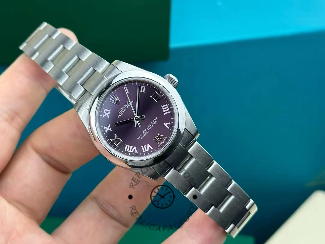 Rolex Oyster Perpetual 177200 Grape Red Dial 31mm Lady Replica Watch