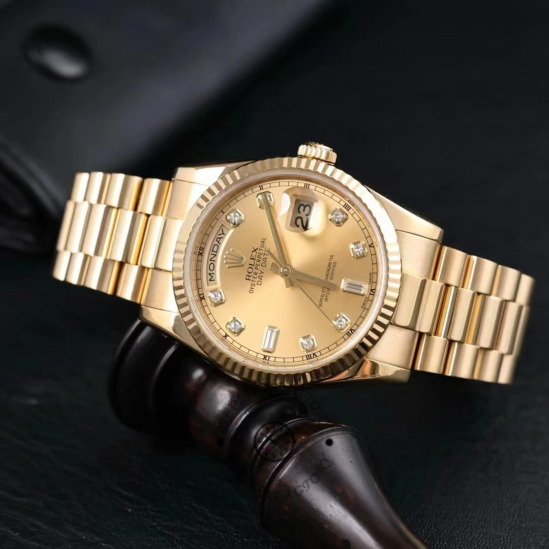 Rolex Day-Date 118238 Yellow Gold Diamond Champagne Dial 36mm Unisex Replica Watch