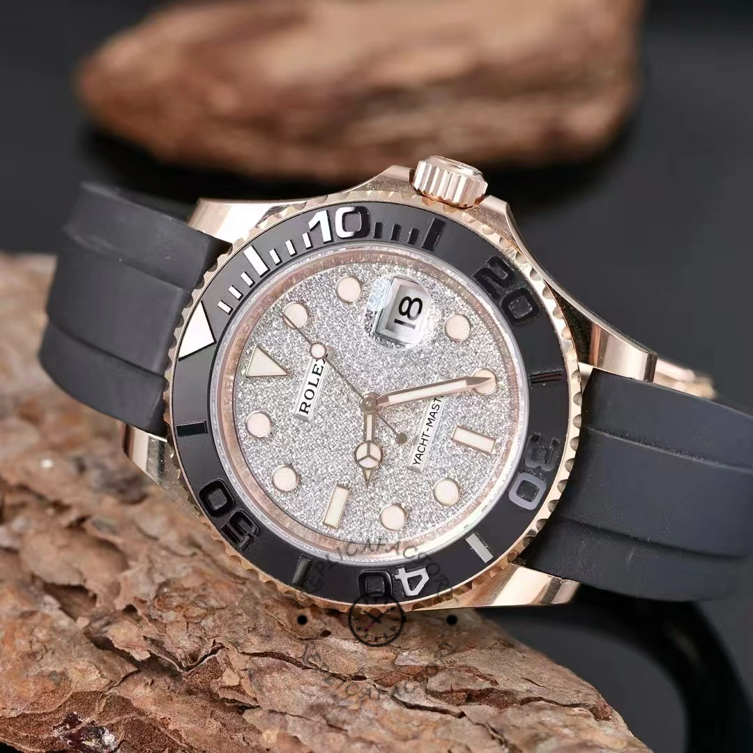 Rolex Yacht-Master II 126655 Diamond Pave Dial Rose Gold 40mm Mens Replica Watch