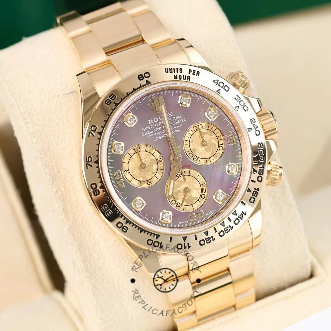 Rolex Daytona 116508 Yellow Gold Black Mother Of Pearl Dial 40MM Mens Replica Watch