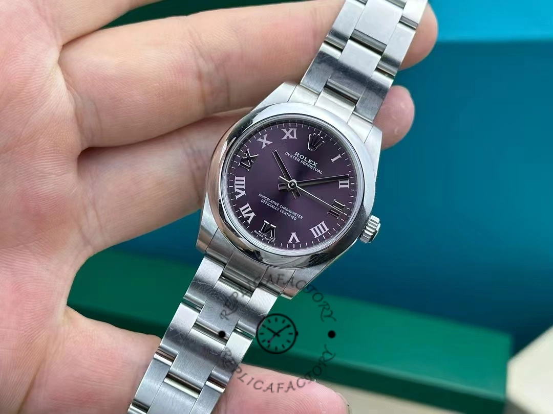 Rolex Oyster Perpetual 177200 Grape Red Dial 31mm Lady Replica Watch