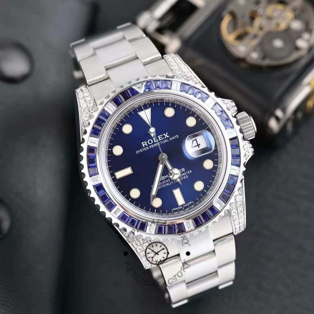 Rolex Submariner Date 116610LN Custom Diamond Stainless Steel Blue Dial 40MM Mens Replica Watch