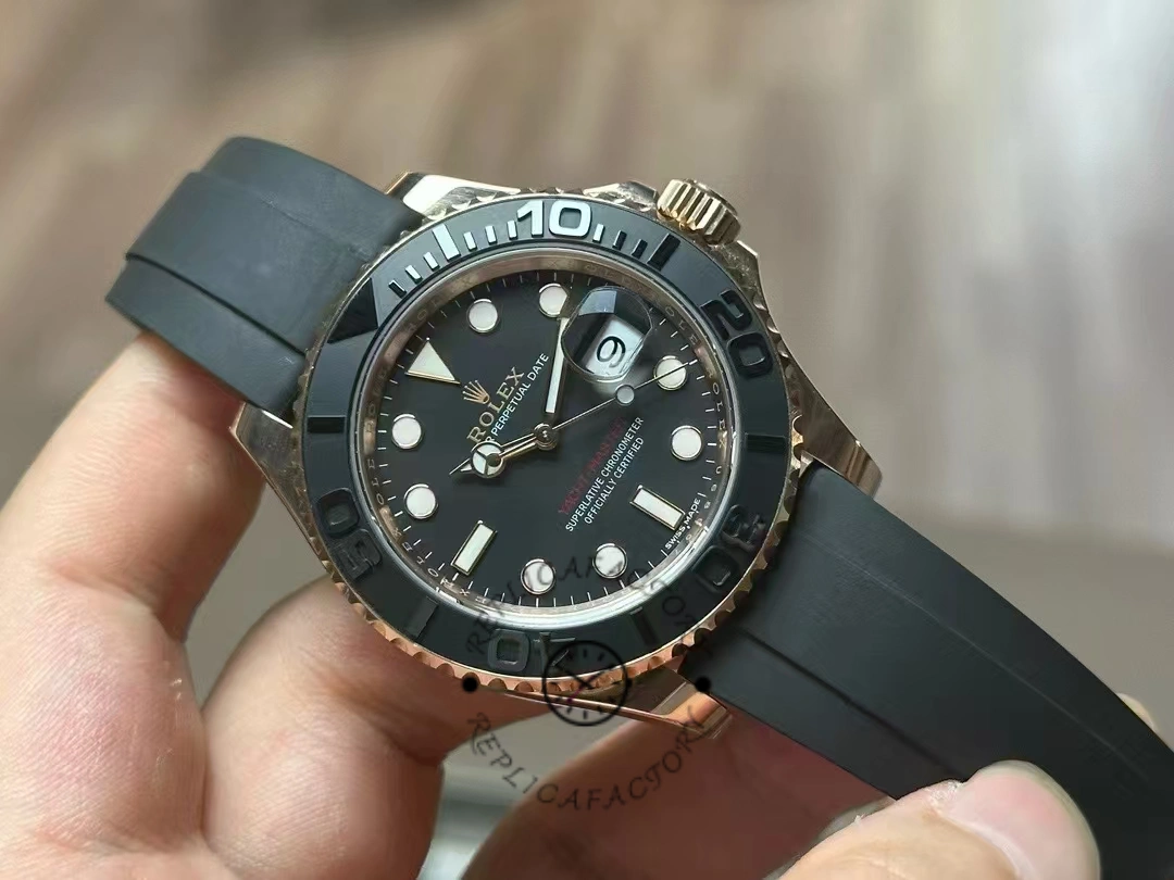 Rolex Yacht-Master 116655 Everose Gold Black Dial 40mm Mens replica Watch