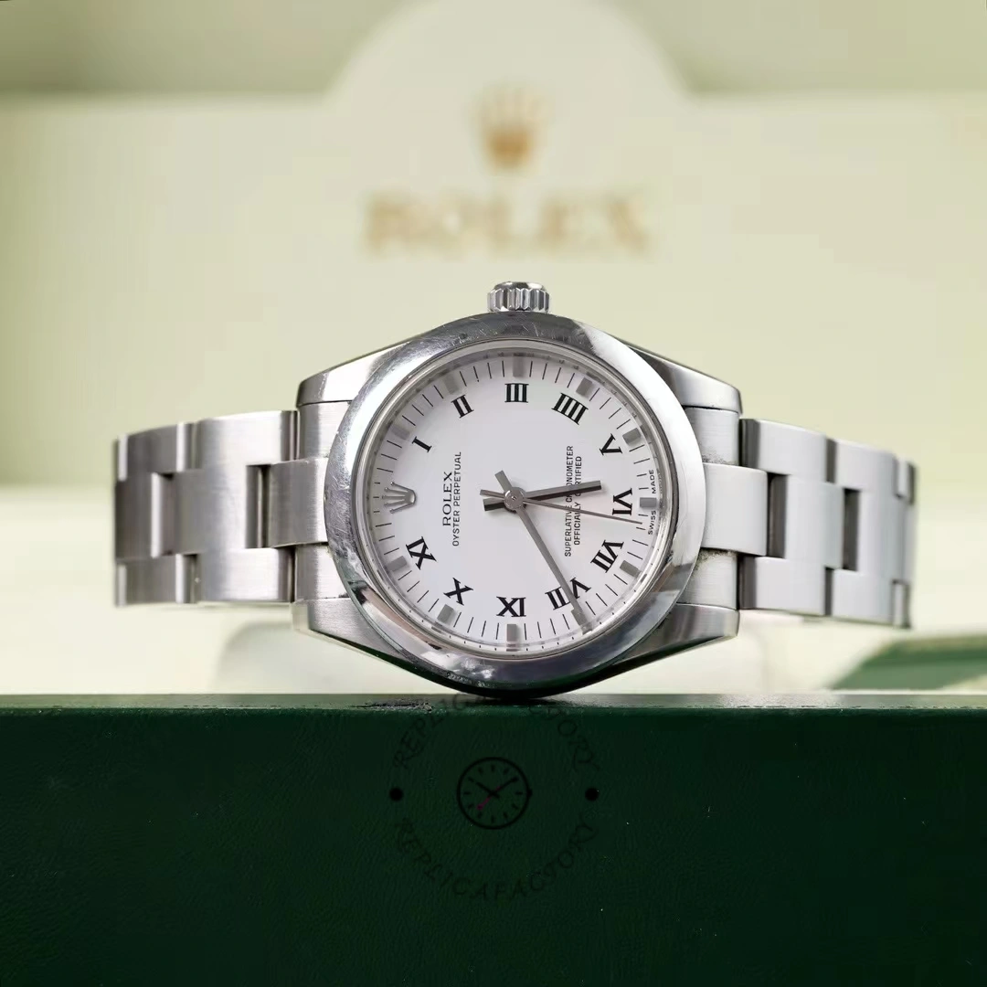 Rolex Oyster Perpetual 177200 White Roman Dial Oyster Bracelet 31mm Lady Replica Watch