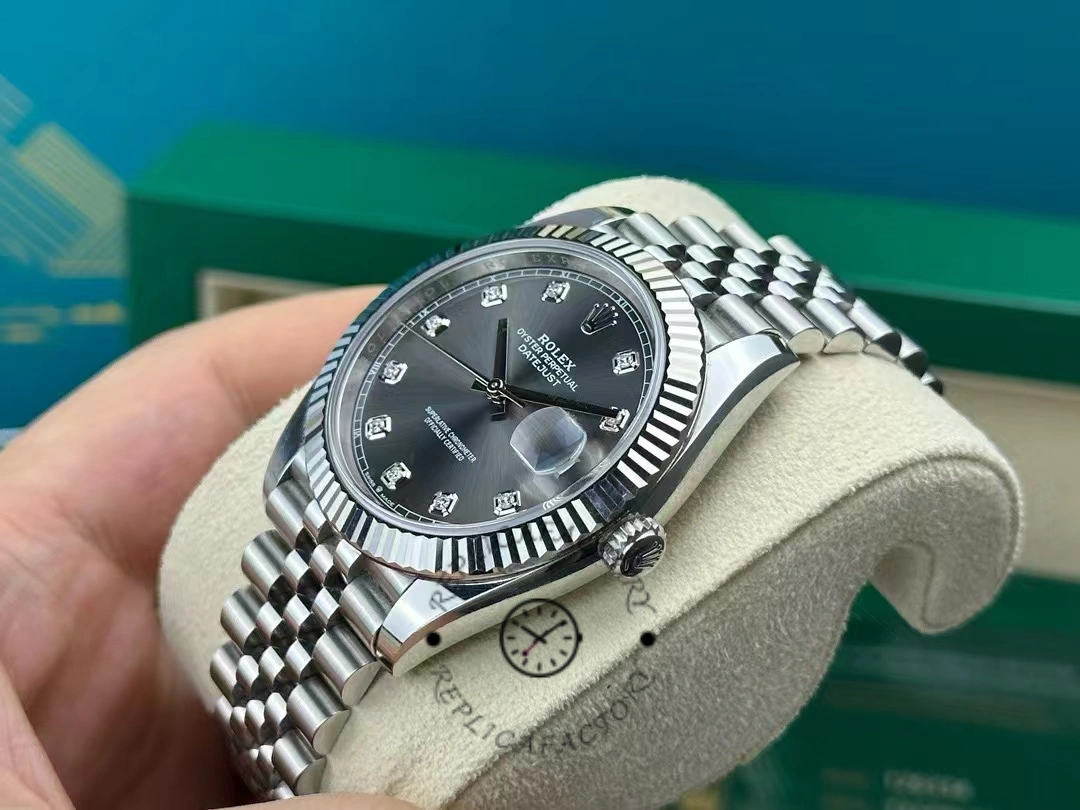 Rolex Datejust 41 Rhodium Diamond Dial Fluted Bezel m126334 0006