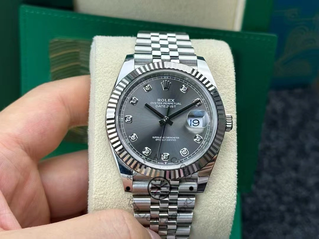 Rolex Datejust 41 Rhodium Diamond Dial Fluted Bezel m126334 0006