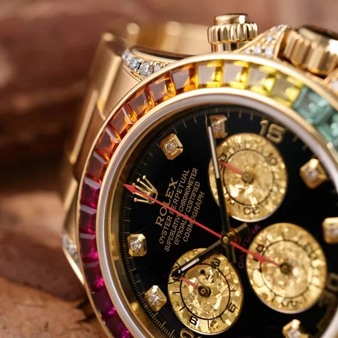 Rolex Daytona 116598 Yellow Gold Black Diamond Dial 40MM Mens Replica Watch