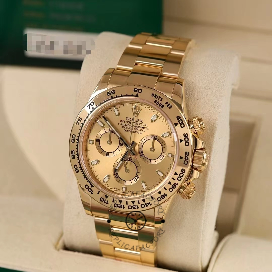 Rolex Daytona 116508 Yellow Gold Champagne Index Dial 40MM Mens Replica Watch
