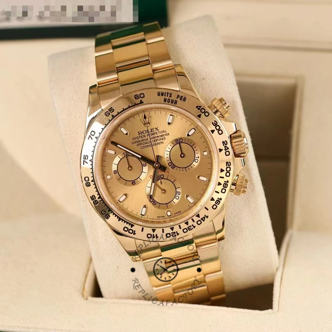 Rolex Daytona 116508 Yellow Gold Champagne Index Dial 40MM Mens Replica Watch