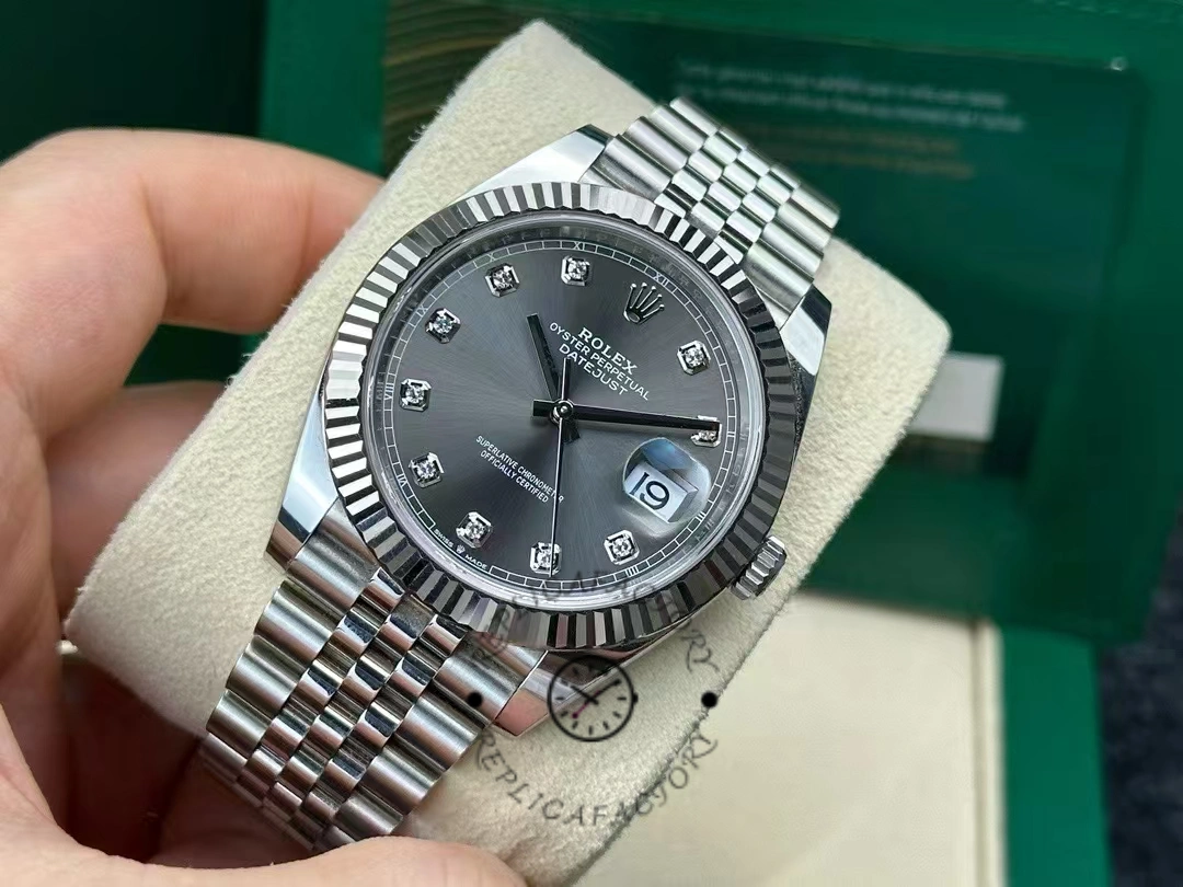Rolex Datejust 41 Rhodium Diamond Dial Fluted Bezel m126334 0006