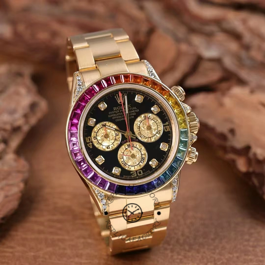 Rolex Daytona 116598 Yellow Gold Black Diamond Dial 40MM Mens Replica Watch