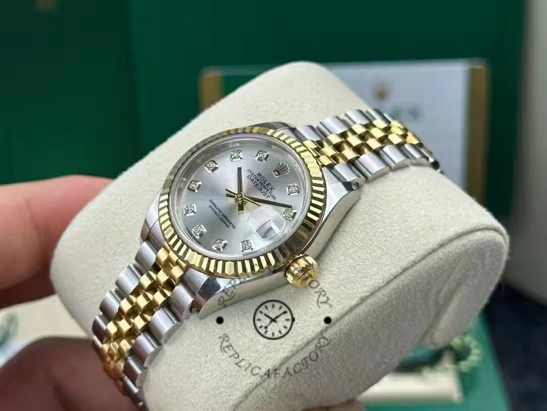 Rolex Datejust 279173 Silver Diamond Dial Fluted Bezel 28mm Lady Replica Watch