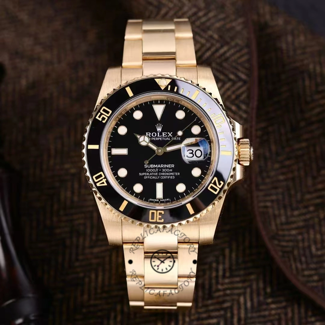 Rolex Submariner 116618 Yellow Gold Black Dial 40mm Mens Replica Watch