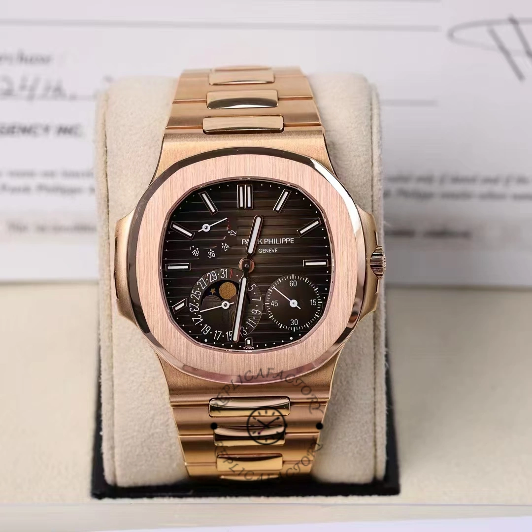 Patek Philippe Nautilus Moon Phase Rose Gold Brown Sunburst 5712 1R 001