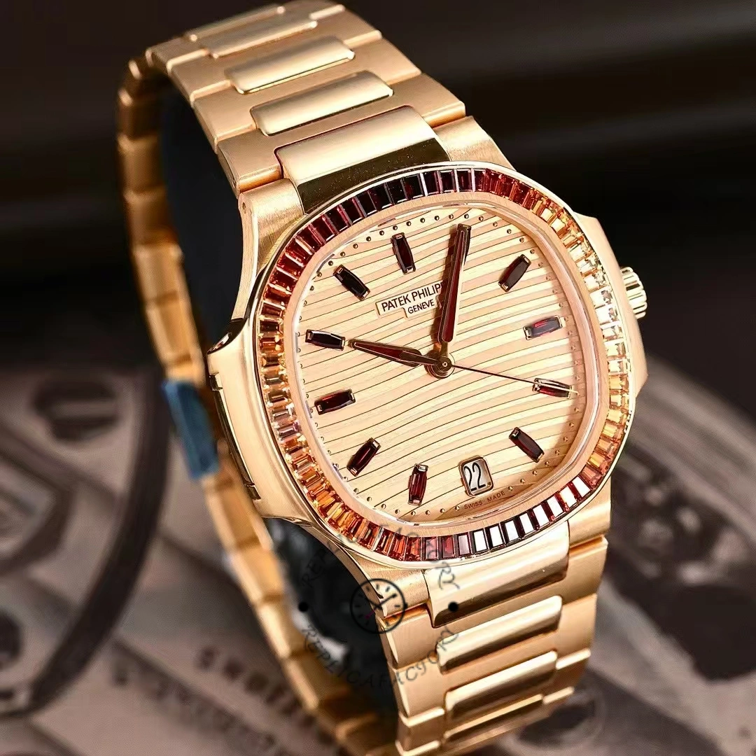Patek Philippe Nautilus Ladies Rose Gold Gemset Bezel 7118 1300R 001