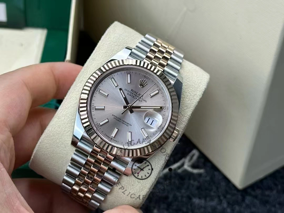 Rolex Datejust 41mm Two Tone Rose Gold Jubilee Band Sundust Index Dial 126331 0010