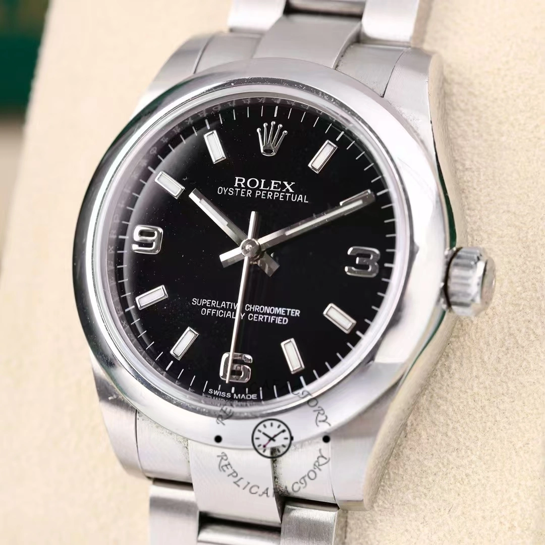 Rolex Oyster Perpetual 177200 Black Arabic Dial Domed Bezel 31mm Lady Replica Watch