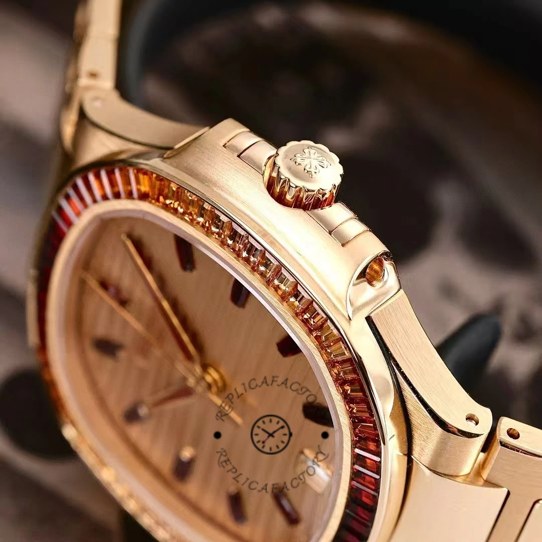 Patek Philippe Nautilus Ladies Rose Gold Gemset Bezel 7118 1300R 001