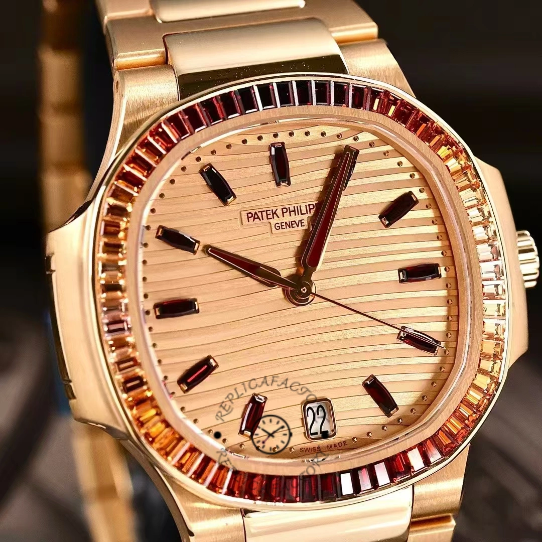 Patek Philippe Nautilus Ladies Rose Gold Gemset Bezel 7118 1300R 001