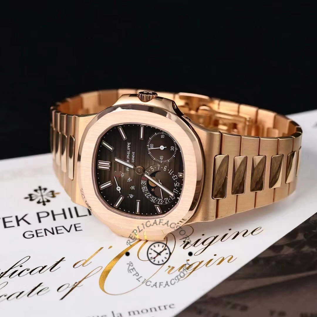 Patek Philippe Nautilus Moon Phase Rose Gold Brown Sunburst 5712 1R 001