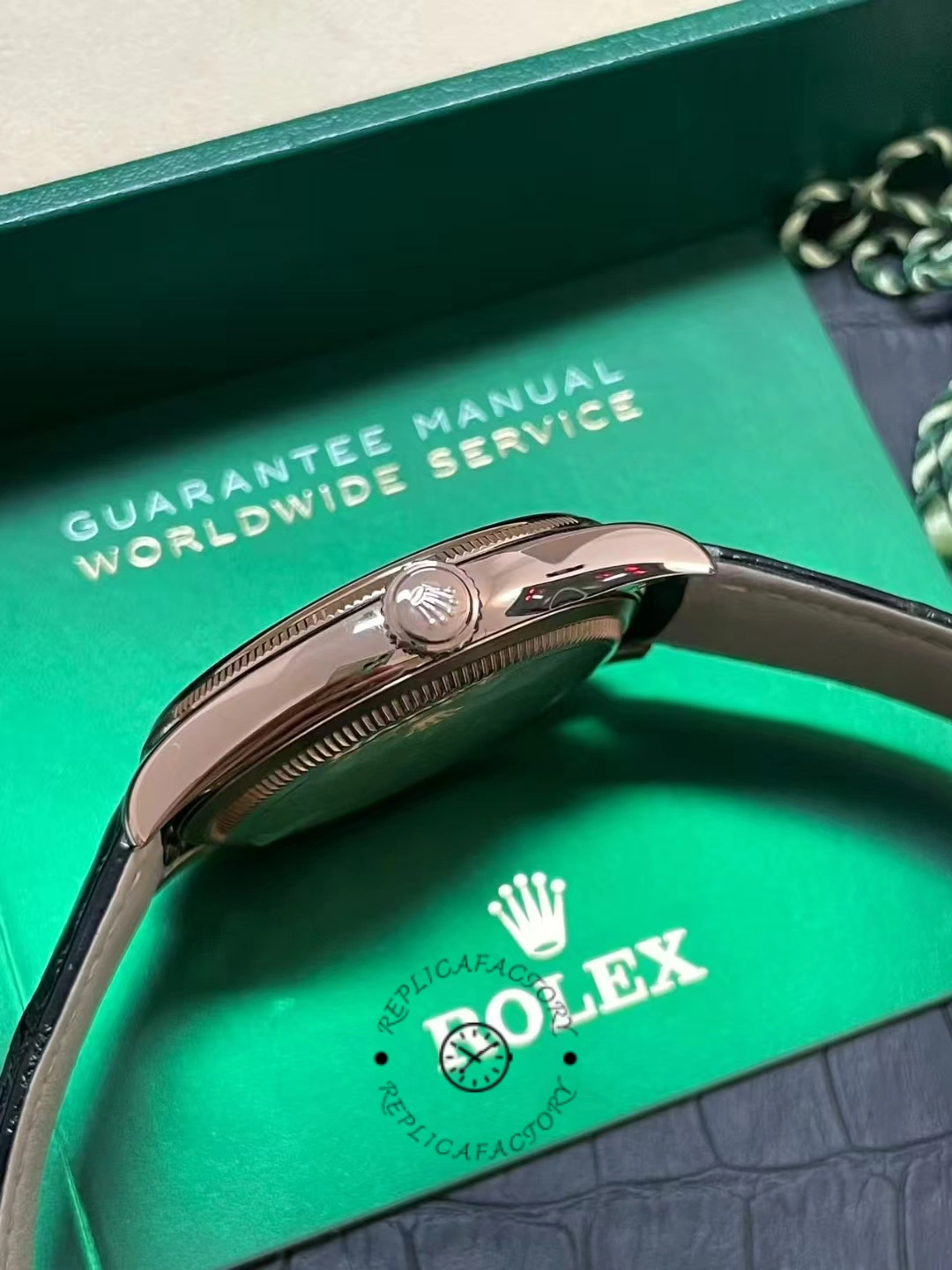 Rolex Cellini Time 50505 Black Leather Strap Black Dial 39mm Mens Replica Watch