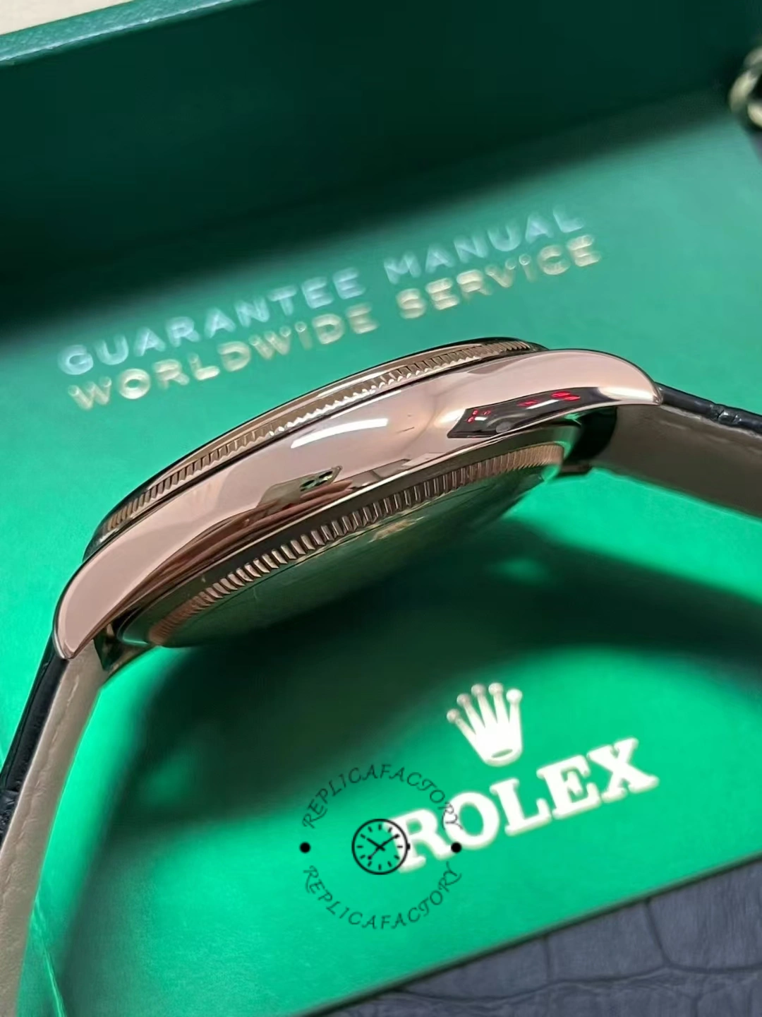 Rolex Cellini Time 50505 Black Leather Strap Black Dial 39mm Mens Replica Watch