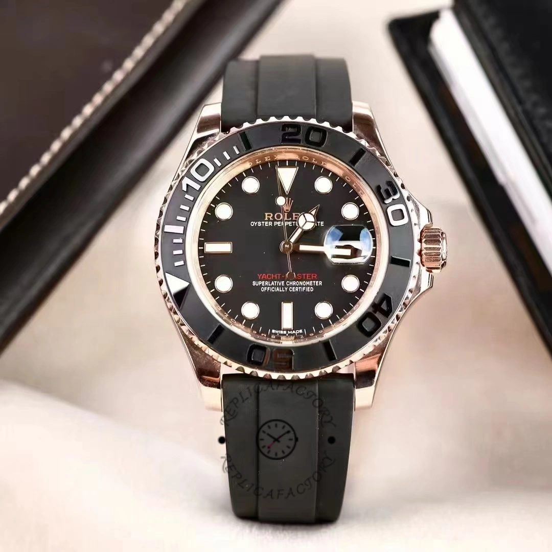 Rolex Yacht-Master 116655 Everose Gold Black Dial 40mm Mens replica Watch