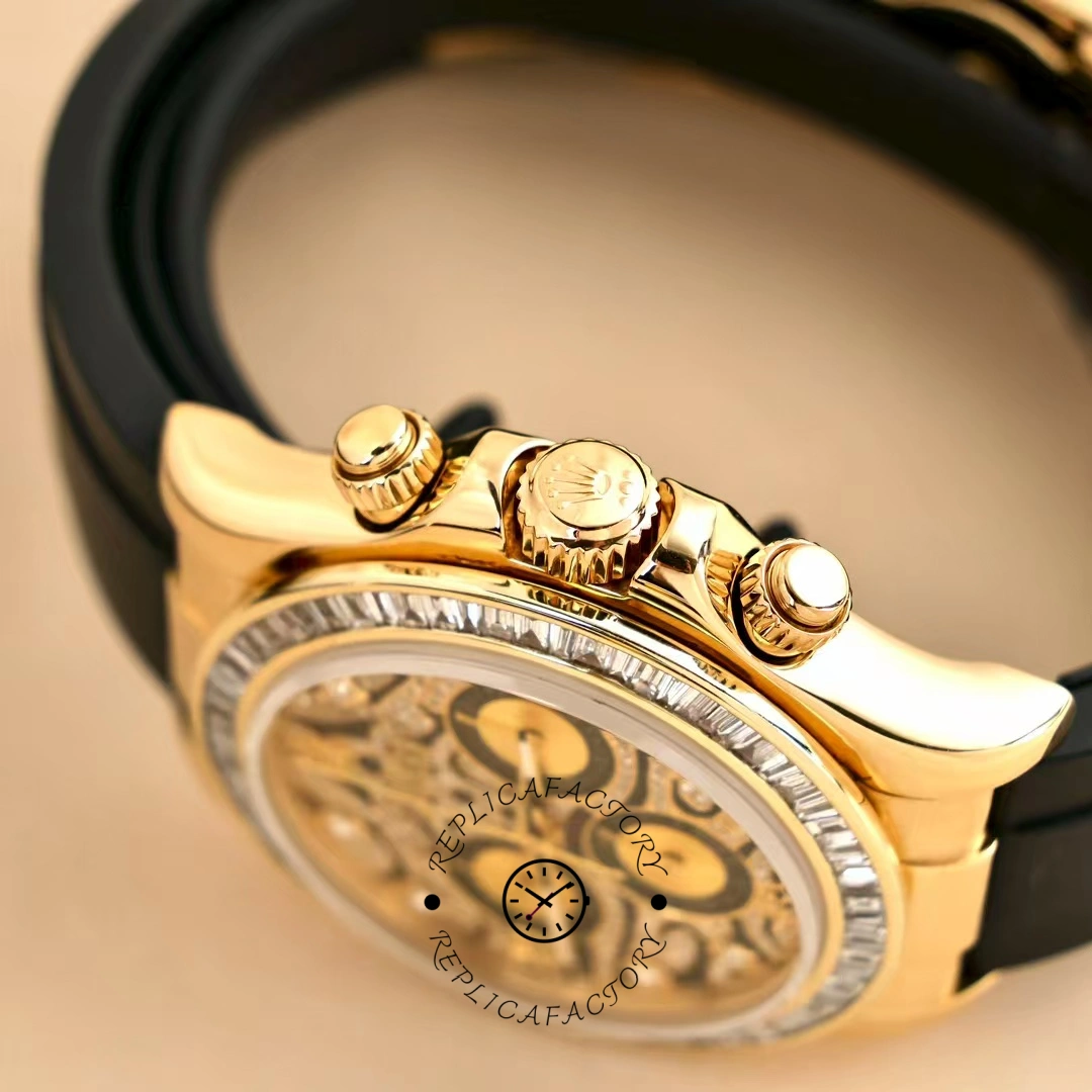 Rolex Cosmograph Daytona 116588 Yellow Gold Black Rubber Strap 40mm Mens Replica Watch