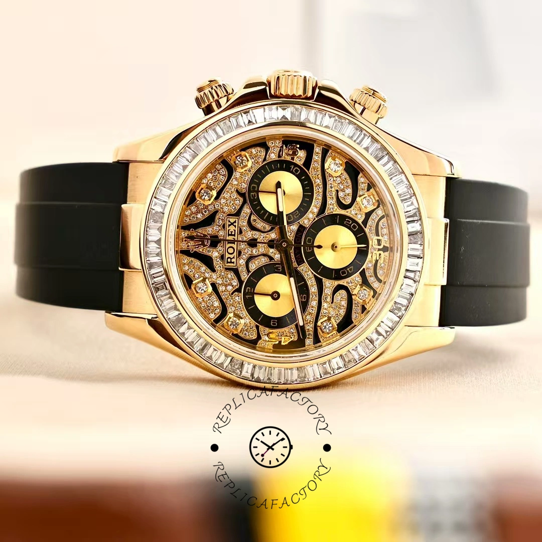 Rolex Cosmograph Daytona 116588 Yellow Gold Black Rubber Strap 40mm Mens Replica Watch