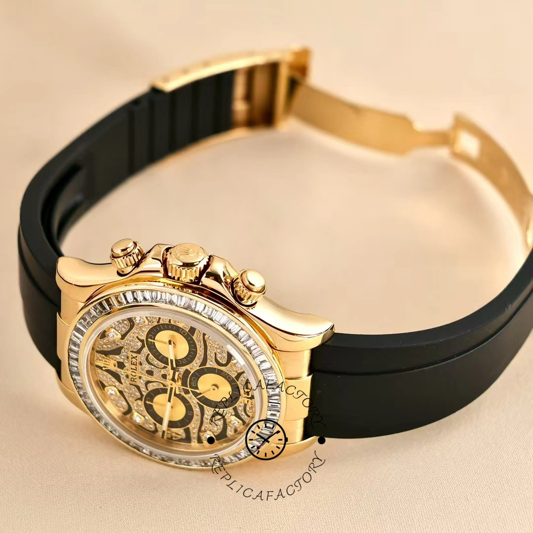 Rolex Cosmograph Daytona 116588 Yellow Gold Black Rubber Strap 40mm Mens Replica Watch