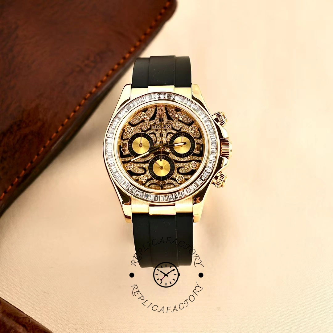 Rolex Cosmograph Daytona 116588 Yellow Gold Black Rubber Strap 40mm Mens Replica Watch
