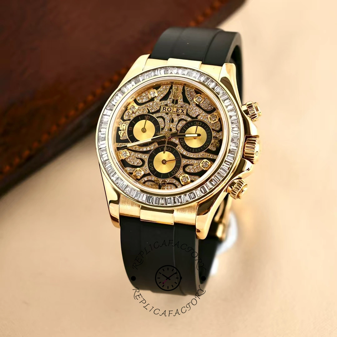 Rolex Cosmograph Daytona 116588 Yellow Gold Black Rubber Strap 40mm Mens Replica Watch
