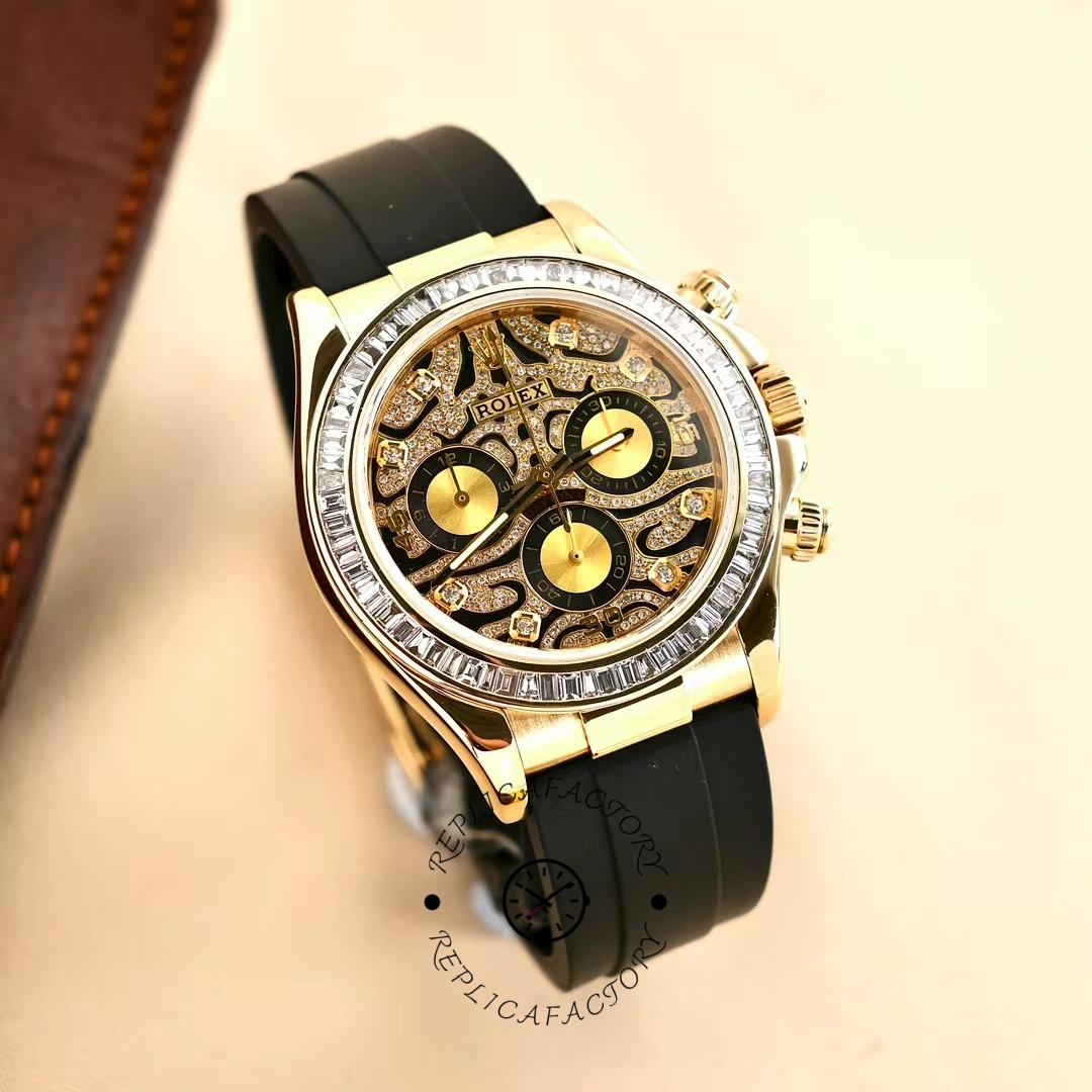 Rolex Cosmograph Daytona 116588 Yellow Gold Black Rubber Strap 40mm Mens Replica Watch
