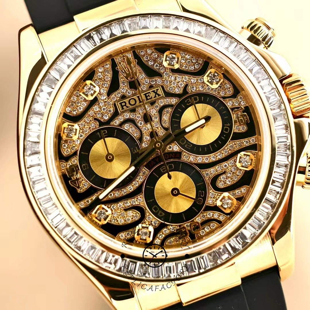 Rolex Cosmograph Daytona 116588 Yellow Gold Black Rubber Strap 40mm Mens Replica Watch