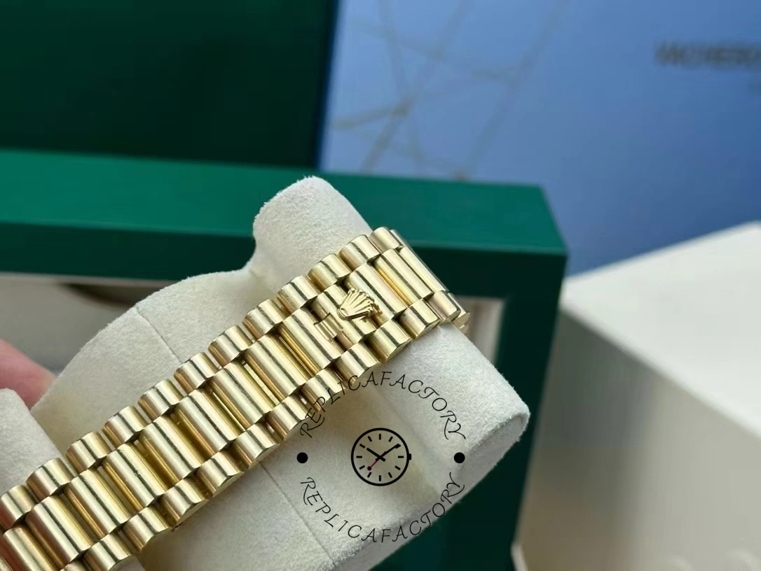 Rolex Day-Date 228348RBR Silver Diagonal Motif Dial Diamond Bezel 40mm Mens Replica Watch