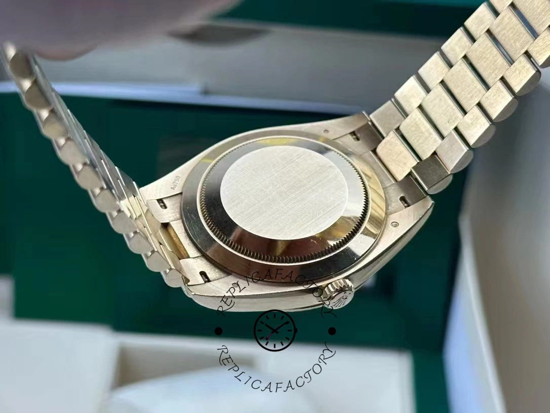 Rolex Day-Date 228348RBR Silver Diagonal Motif Dial Diamond Bezel 40mm Mens Replica Watch