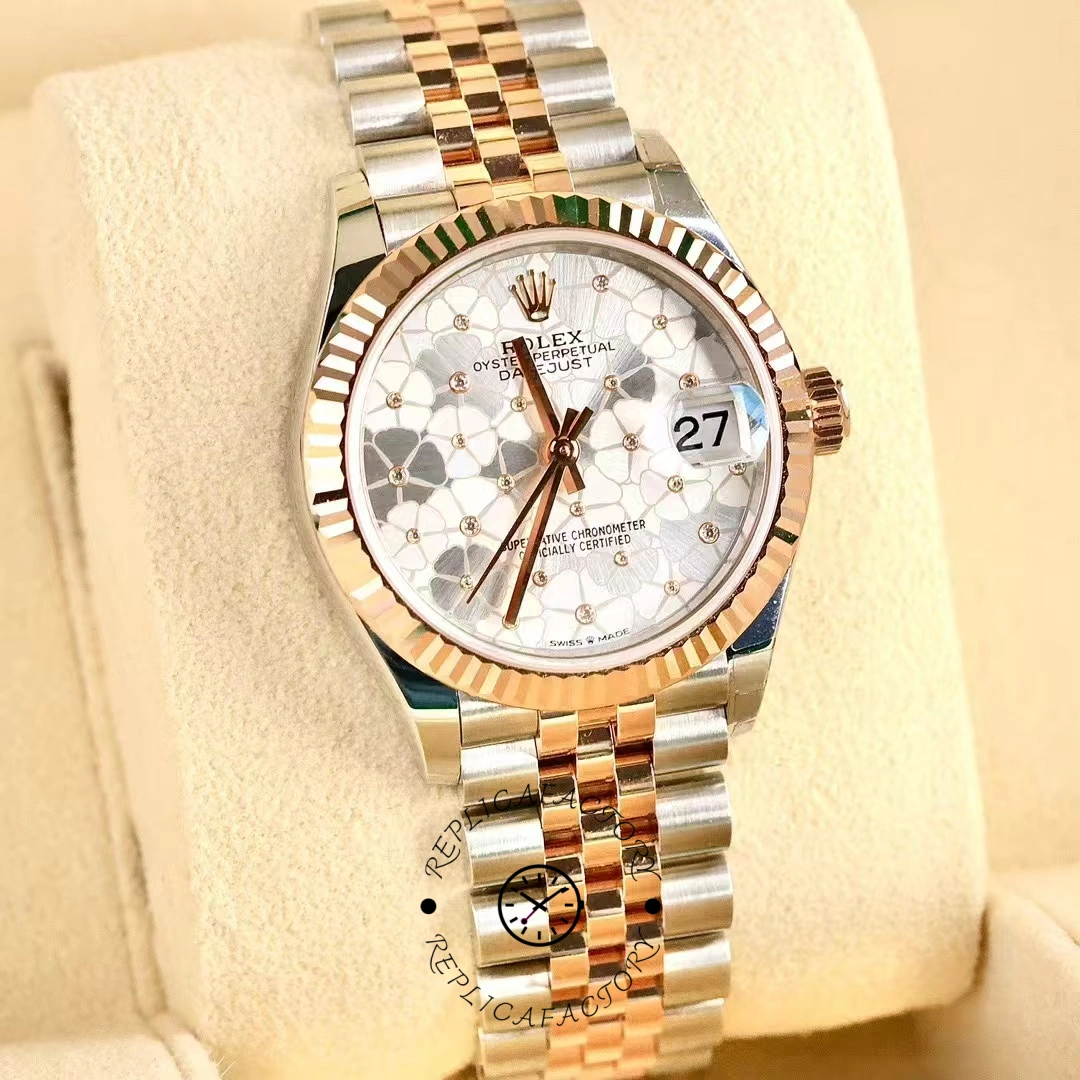 Rolex Datejust 31mm Rose Gold 278271 Silver Floral Jubilee Women's Watch