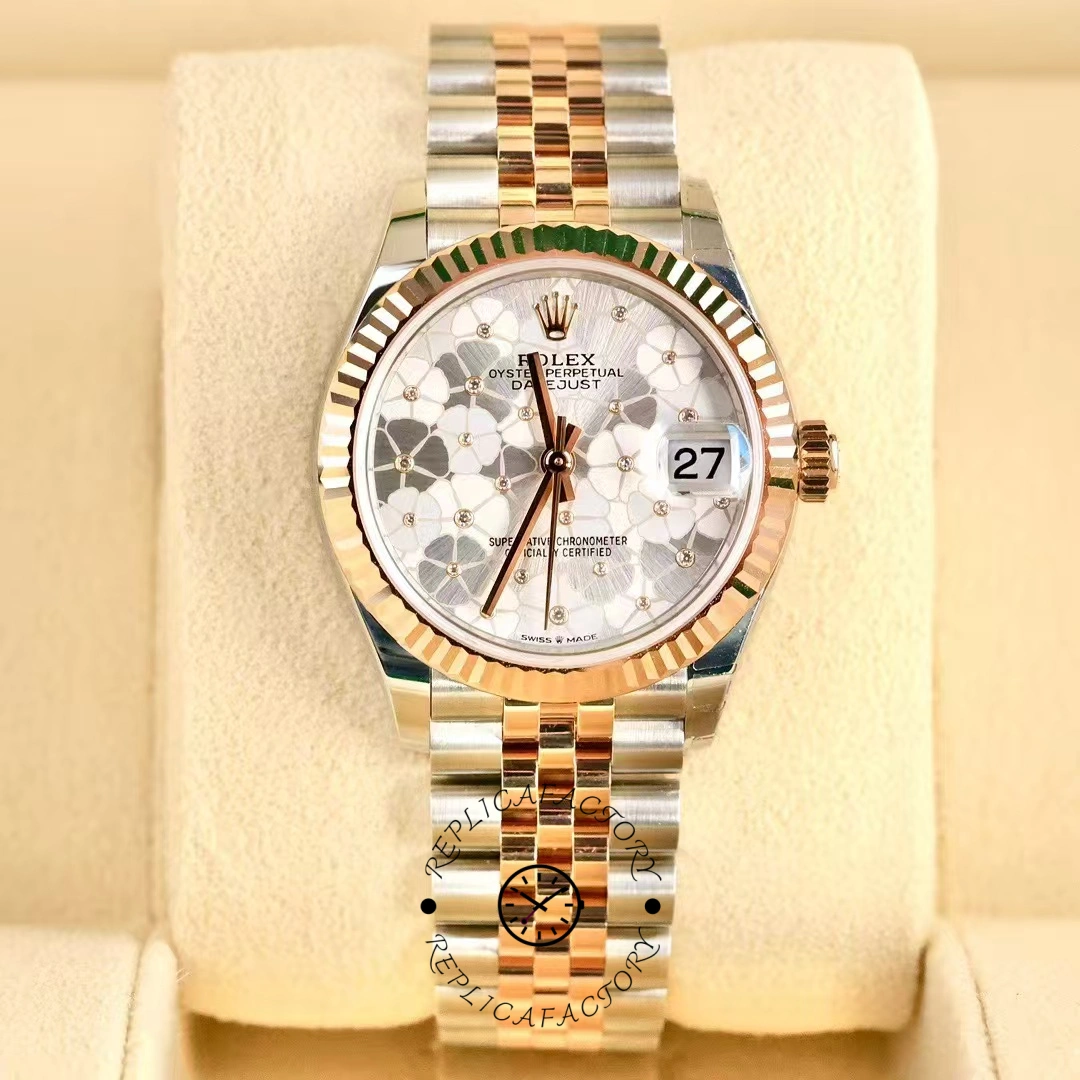 Rolex Datejust 31mm Rose Gold 278271 Silver Floral Jubilee Women's Watch