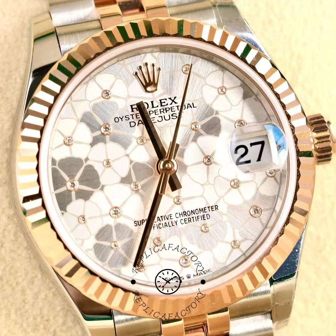 Rolex Datejust 31mm Rose Gold 278271 Silver Floral Jubilee Women's Watch