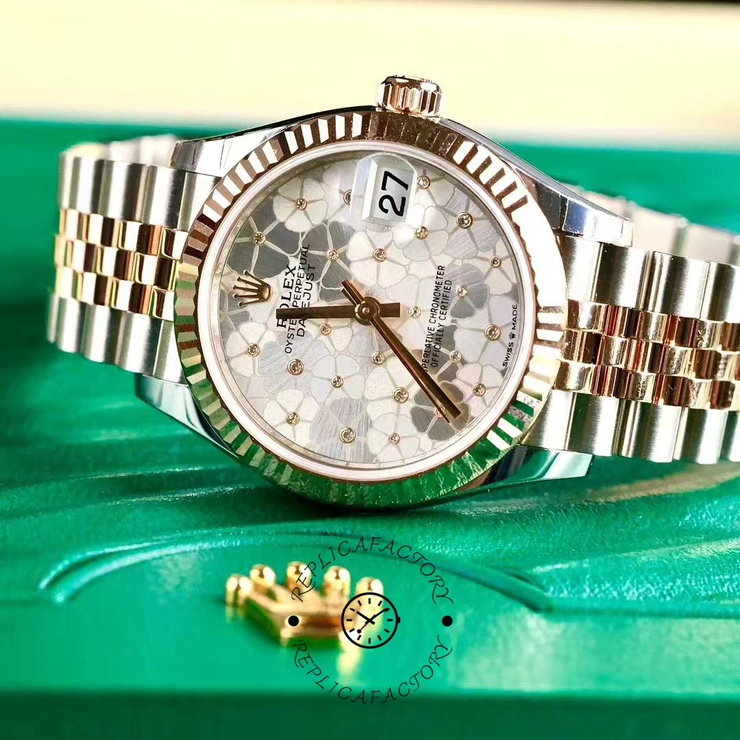 Rolex Datejust 31mm Rose Gold 278271 Silver Floral Jubilee Women's Watch