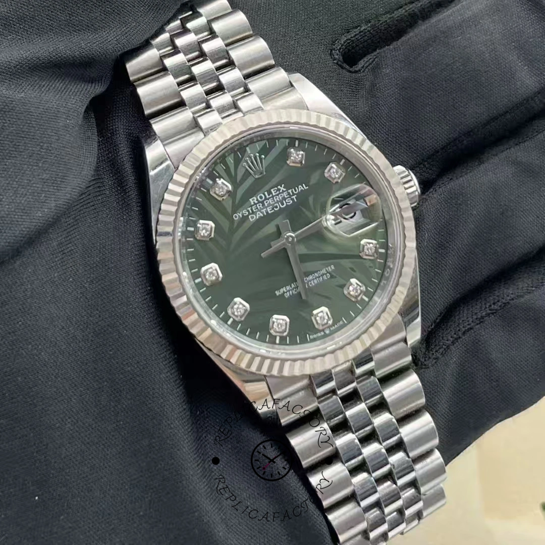 Rolex Datejust 126234 Olive Green Palm Motif Dial 36MM Unisex Replica Watch
