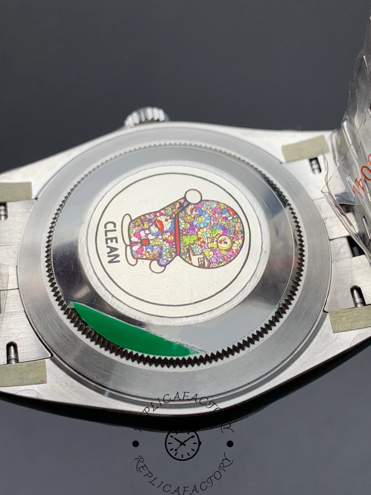 Caseback view of the Rolex Datejust 126334-0002 showing brushed steel finish and circular fluted edge.