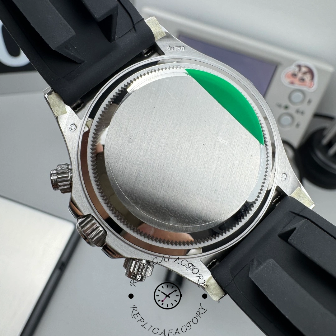 Back view of the Rolex Cosmograph Daytona 126519LN-0006 showing brushed case back and Oysterflex strap attachment.