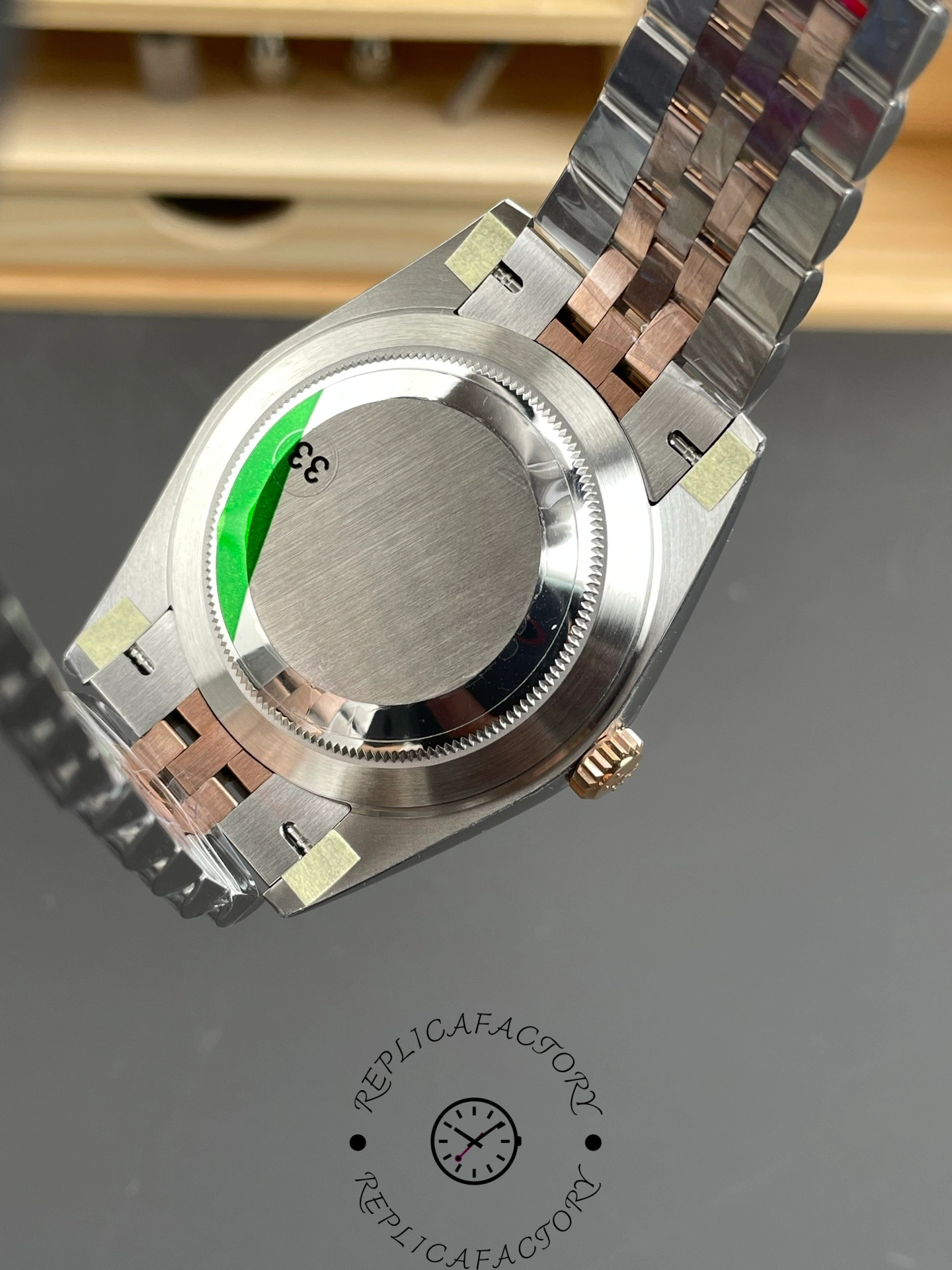 Solid caseback of Rolex Datejust 41 m126331-0016 with brushed finish.